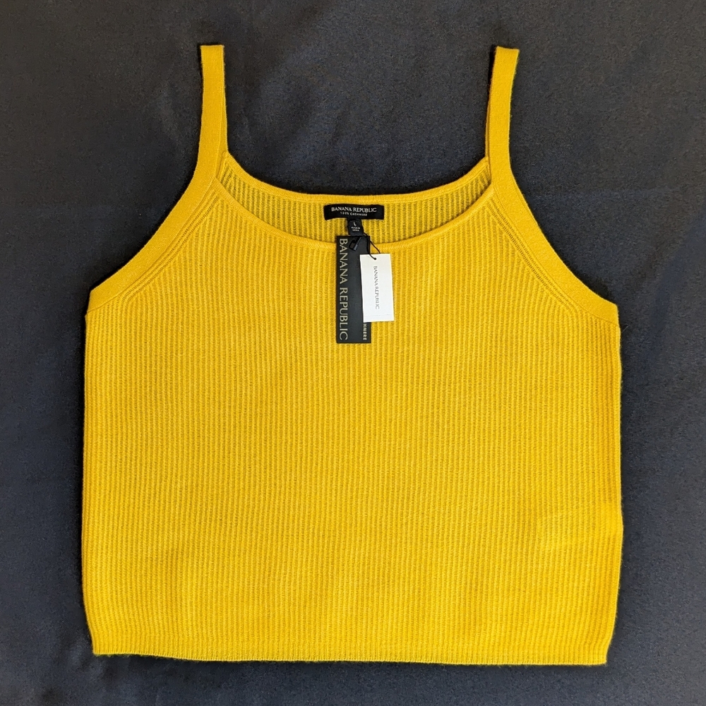 Banana Republic Sunflower Yellow Cashmere Sweater Tank | NWT | Sz Lg